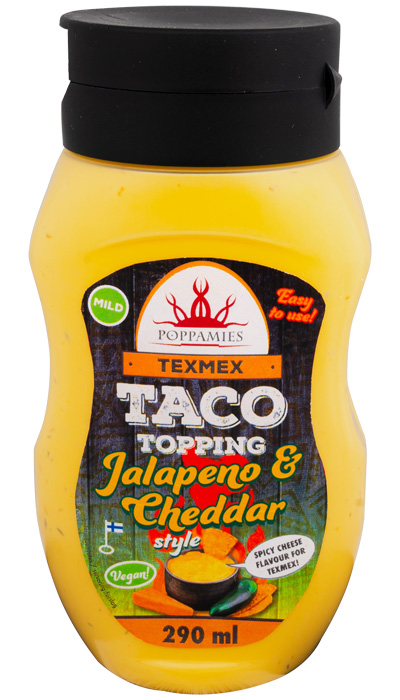 TacoToppingJalapenoCheddar Poppamies Jalapeno Cheddar Taco topping maustekastike pullo